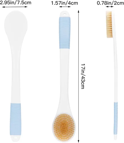 Vista 5 de Limpiador de espalda para ducha, cepillo corporal de ducha para limpieza con mango largo para ducha, limpiador de espalda de 17 pulgadas para ducha