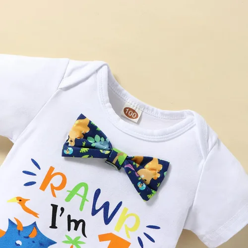 Vista 34 de Ropa divertida para el primer cumpleaños para bebé, ropa para bebé, con corbatín, mameluco, pantalones, conjunto de tirantes, trajes de pastel