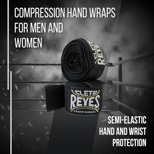 Vista 2 de CLETO REYES Vendas de mano de compresión para guantes de boxeo, elástico transpirable, MMA, kickboxing, Muay Thai, negro