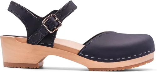Vista 7 de Sandgrens Zuecos de madera sueca hechos a mano para mujer, sandalias de tacón bajo Zaragasso
