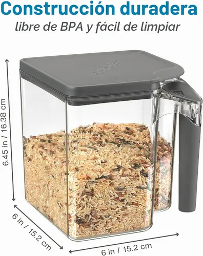 Vista 2 de Polder Handle-It - Recipiente de plástico sin BPA, contenedor apilable de almacenamiento de cocina, solución de almacenamiento de alimentos