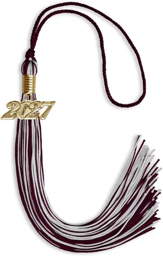 Vista 202 de Endea Graduation - Borla de doble color mixto con fecha dorada (negro/dorado antiguo, 2021)