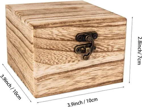 Vista 2 de Eiyye Caja de madera rústica para manualidades, joyas y relojes, caja de regalo con tapas