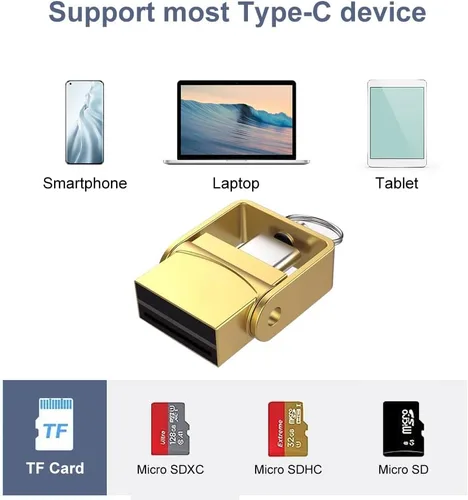 Vista 2 de BorlterClamp - Lector de tarjetas Micro SD, USB C a Micro SD/TF, lector de tarjetas de memoria USB C a Micro SD/TF, compatible con MacBook