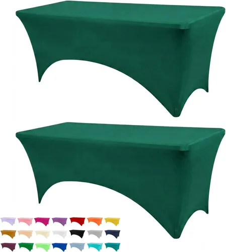 Vista 35 de BDDC - Funda de mesa ajustada de 4 pies, manteles de elastano negros, manteles elásticos lavables y resistentes a las arrugas para eventos, bodas