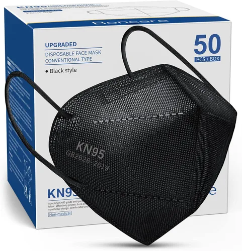 Vista 7 de Boncare Mascarillas KN95, mascarillas KN95 negras, paquete de 60, 5 capas