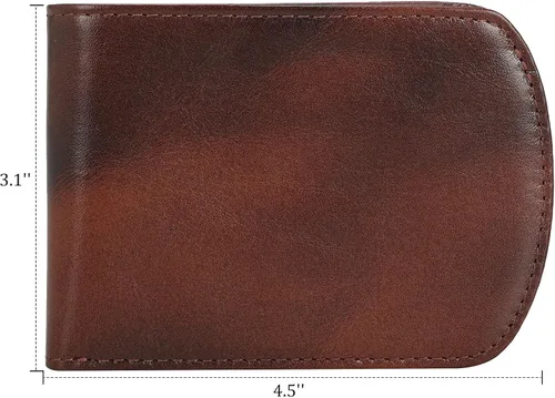 Vista 5 de Polare Slim Curve Front Pocket RFID Bloqueo Italiano Cartera plegable de cuero real para hombre