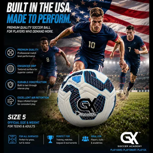Vista 2 de GX Soccer Academy Tour+ Professional Soccer Ball, Size 5, Green and White Competition Ball