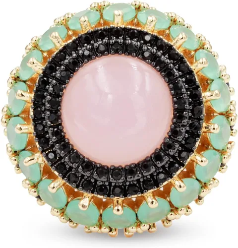 Vista 2 de Lavencious Anillo de cuarzo rosa con diseño vintage de lujo con circonita cúbica AAA para mujer
