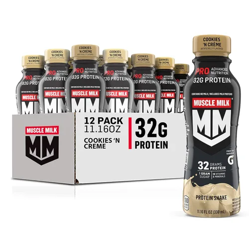 Vista 10 de Muscle Milk Pro Advanced Nutrition - Batido de proteínas, chocolate Knockout, botella de 11.16 onzas líquidas, paquete de 12, 1.13 oz de proteína