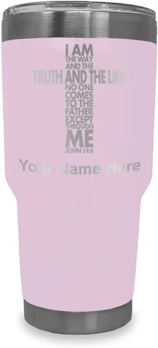 Vista 17 de LaserGram Vaso aislado al vacío de 20 onzas, versículo de la Biblia John 14-6, grabado personalizado incluido (negro) Engraved Gift for Christian