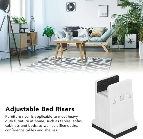 Vista 2 de Srliya 4 elevadores de mesa para cama, elevadores de muebles ajustables con abrazadera de tornillo, elevadores de muebles resistentes para sofá