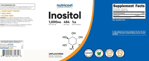Vista 6 de Nutricost - Polvo de Inositol 1LB (454 Gramos) - Sin gluten, sin OMG