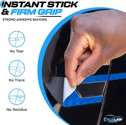 Vista 4 de True Line Automotive Protector de arañazos, kit de 2 piezas de adornos reflectantes para puerta lateral, protector de pintura para automóviles Azul