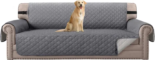 Vista 80 de H.VERSAILTEX Funda de sofá resistente al agua para sofá de 3 cojines, reversible, protector de muebles acolchado con correa elástica, funda de sofá