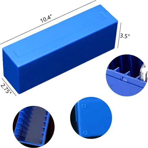 Vista 2 de MUDOR Caja de almacenamiento de losa para monedas PCGS, NGC, soporte para monedas de 20 losas, azul caja de losa de monedas graduada