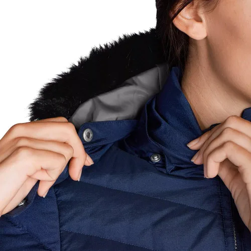 Vista 6 de Eddie Bauer Eddie Bauer Sun Valley - Parka de plumón para mujer, color negro, talla 1X, Plus DK Azul marino