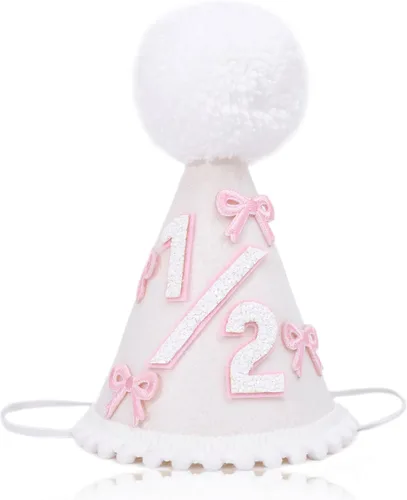 Vista 12 de WAOUH Sombrero de medio cumpleaños - Corona de arco para bebé de 6 meses, mini accesorio para fotos