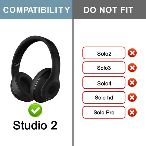 Vista 2 de SOPROM Funda de reemplazo de diadema de goma para auriculares Beats Studio 2 y Studio 3 con cable y inalámbricos, accesorios de reparación