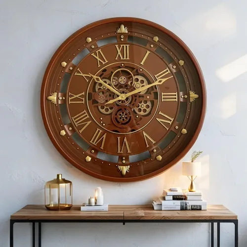 Vista 9 de ImprovingLife The Gears Clock - Reloj de pared de 26 pulgadas con engranajes móviles reales línea Bélgica con cubierta de cristal (azul, 26 pulgadas)