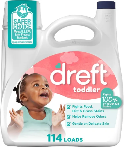 Vista 13 de Dreft Detergente líquido para ropa infantil, suave para pieles sensibles, 42 onzas líquidas, 32 cargas, paquete de 2 (el embalaje puede variar)