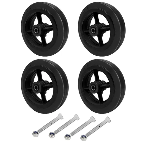 Vista 9 de Ruedas de 4 pulgadas para carrito, ruedas resistentes para ruedas industriales, ruedas de goma en hierro fundido, juego de 4 ruedas para carrito