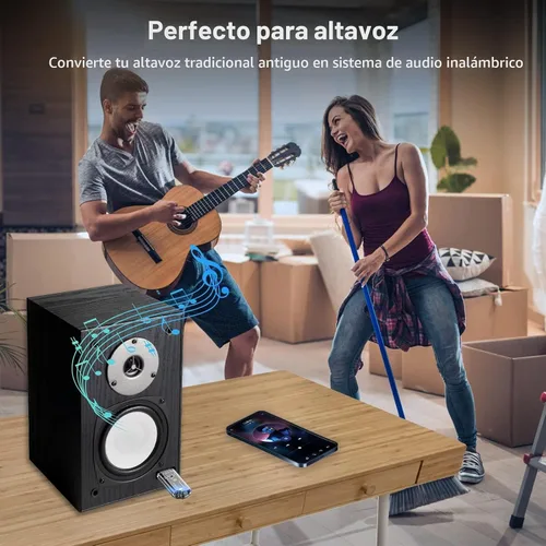 Vista 3 de Kit de coche USB a Bluetooth - Adaptador de audio inalámbrico para estéreo del hogar y del automóvil, soporta conversaciones manos libres