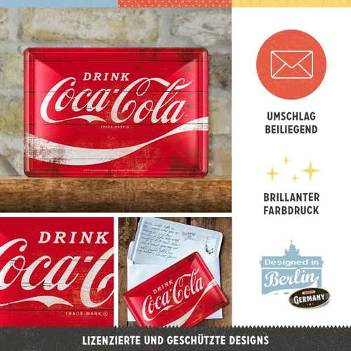 Vista 3 de Nostalgic-Art 10275 Coca-Cola-Logo Red Wave - Tarjeta de metal, 3.9 x 5.5 in, multicolor