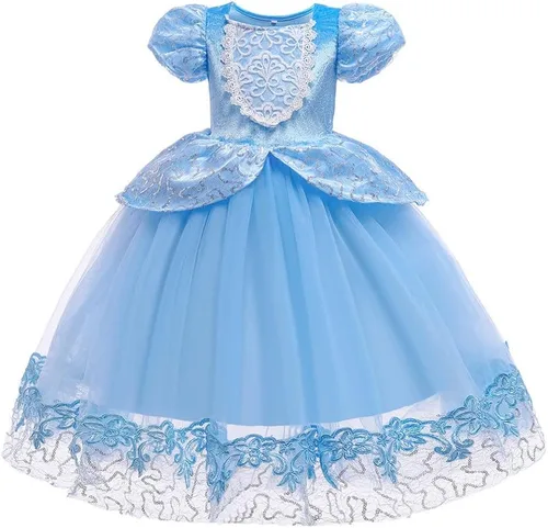 Vista 34 de Vestido de cumpleaños de princesa Cenicienta para niñas, disfraz de Halloween, concurso de Navidad, fiesta de baile con accesorios