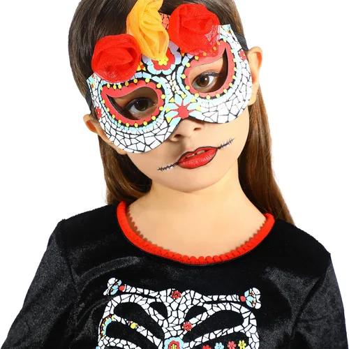 Vista 4 de Lingway Toys Disfraz del Día de los Muertos para niñas, ideal para el Día de los Muertos