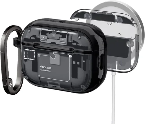 Vista 8 de Spigen Funda ultra híbrida diseñada para AirPods Pro 2 (2022/2023) TPU & PC Dual Layer Protection, Anti-Yellowing Clear Cover with Wireless