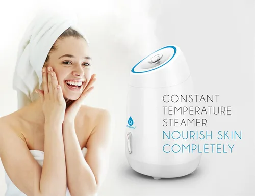 Vista 2 de Pursonic Vaporizador facial blanco – Vaporizador facial para limpieza facial profunda que aprieta la piel – Hidratación diaria para desatascar