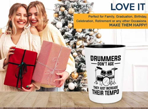 Vista 4 de Drummer Shot Glass 1.5oz - Drummers not - Músico Percusionistas Guitarra Drum Composer Perform Instrument Player