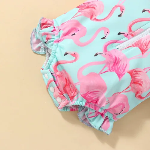 Vista 6 de Traje de baño de una pieza con cremallera de manga larga para bebé niña con gorro