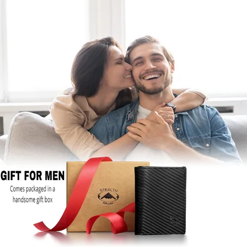 Vista 29 de Stealth Mode Cartera de cuero triple RFID para hombres con soporte de identificación abatible (negro)