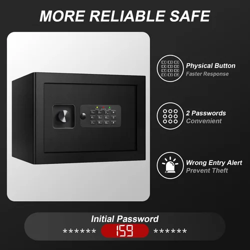 Vista 3 de Tenamic Caja de seguridad electrónica de lujo, caja de seguridad digital con teclado, caja de seguridad pequeña, caja fuerte para gabinete, aleación
