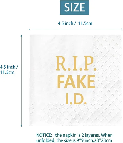 Vista 2 de Servilletas de identificación RIP FAKE - Fiesta de cumpleaños 21, 50