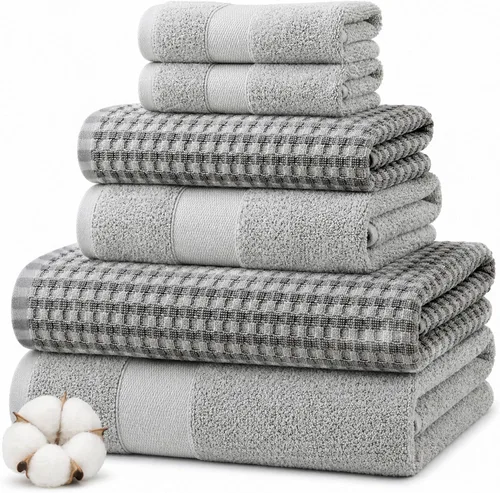 Vista 16 de Modern Threads Juego de toallas de baño de algodón de 6 piezas, toallas ultrasuaves de 550 GSM, juego de baño con toallas de mano y paños de baño