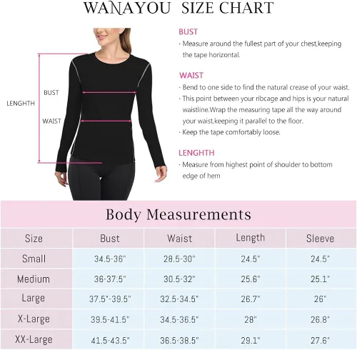 Vista 4 de WANAYOU Women's 2-3 Pack Compression Shirt Dry Fit Long Sleeve Running Athletic T-Shirt Workout Tops
