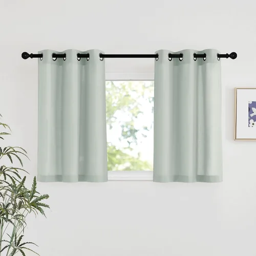 Vista 215 de NICETOWN - Cortinas de lino angora para ventana de cocina sobre el fregadero, con ojales, lino grueso angora, tratamientos cortos para ventanas