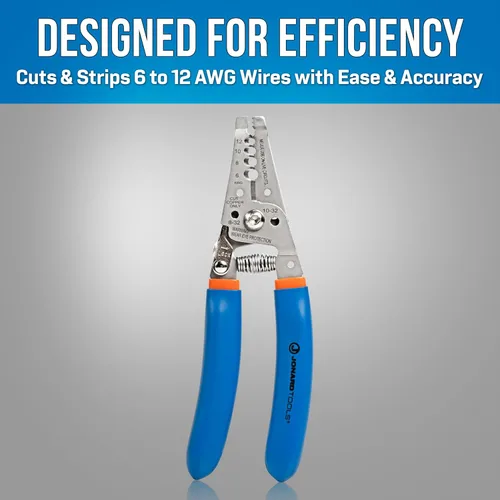 Vista 2 de Jonard Tools WSS-612 - Pelacables de acero inoxidable con curva, 6-12 AWG, acero inoxidable 50 HRC, mango ergonómico, corte de tornillos y bucle