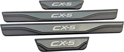 Vista 2 de Auto puerta entrada guardia accesorios, para Mazda 3 6 CX-5 CX30 acero inoxidable con plástico cubierta protectora del umbral de la puerta del coche