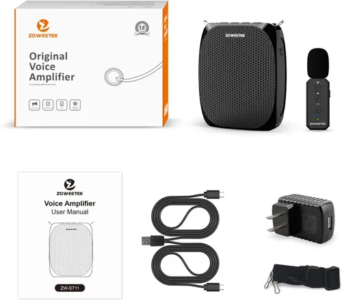 Vista 7 de ZOWEETEK Amplificador de voz con micrófono inalámbrico Lavalier para profesores, micrófono de profesor con altavoces, sistema de micrófono