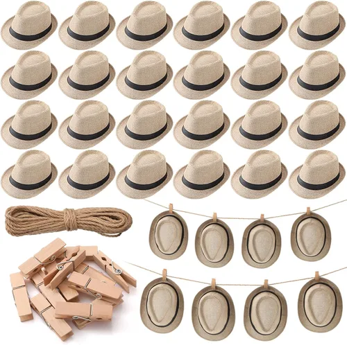 Vista 7 de Skicuff - Paquete de 16 sombreros cubanos a granel, sombreros de Fedora, banderines de noche de La Habana, decoración de fiesta de cumpleaños