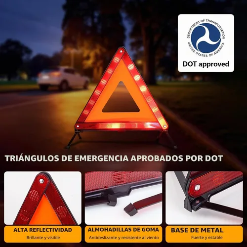 Vista 2 de XOOL Triángulo de advertencia triángulo de advertencia de emergencia Reflector Triángulo Triángulo Kit de triángulo de seguridad adecuado