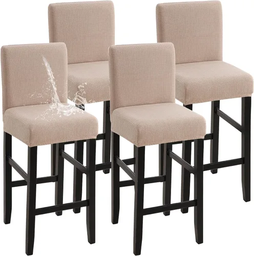 Vista 31 de YISUN - Fundas para taburete de bar, mezcla de forro polar elástico y poliéster, lavables y removibles, para taburete de bar y silla alta, con Beige