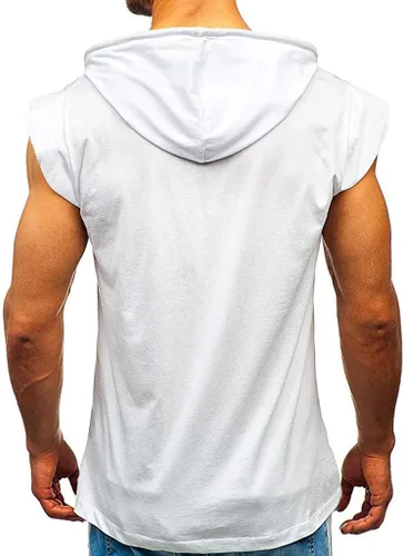 Vista 3 de Camiseta sin mangas para hombre, con capucha, para culturismo, corte muscular, sin mangas, para entrenamiento, gimnasio, entrenamiento