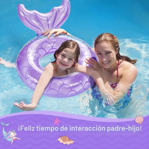 Vista 6 de MoKo Pool Floats, Mermaid Inflatable Swim Tubes Floaties Morado