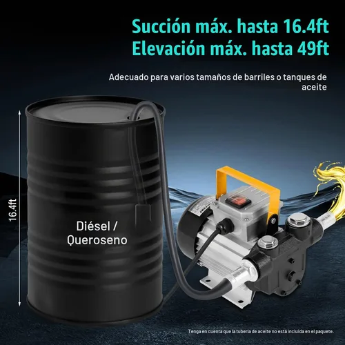 Vista 4 de Bomba de aceite eléctrica autocebante de 110 V CA, bomba de transferencia de combustible de 550 W, bombas de biodiésel de queroseno diésel