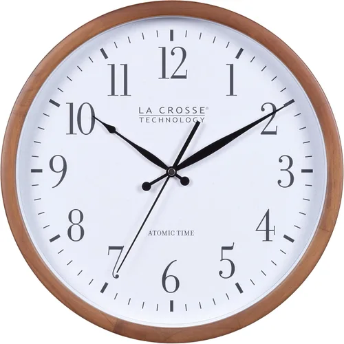 Vista 8 de La Crosse Technology 404-53707-INT Reloj de pared analógico atómico de madera de haya de 12.8 pulgadas